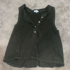 Aerie Waffle Cropped Henley in forest green